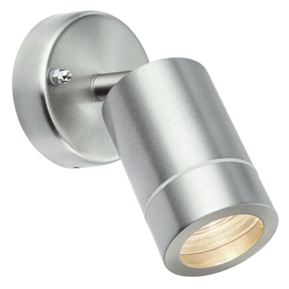 Loops Ip44 Outdoor Adjustable Spotlight Brushed Steel Gu10 Dimmable Accent Downlight