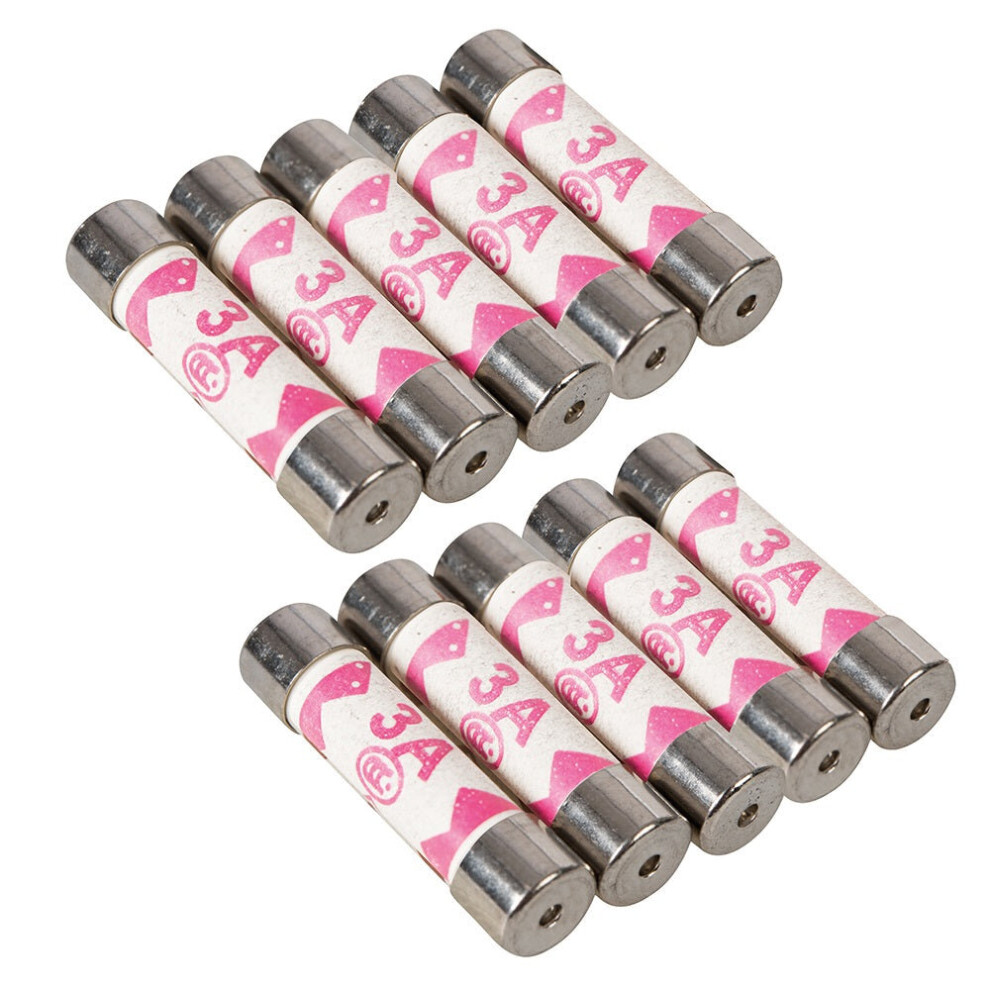 10 PACK Replacement 3A Electrical Fuses 25.4mm UK Standard Plug Top Fuse BS1362
