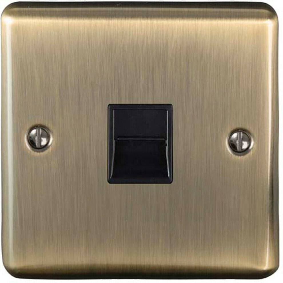 BT Telephone Slave Extension Socket ANTIQUE BRASS & Black Secondary Wall Plate