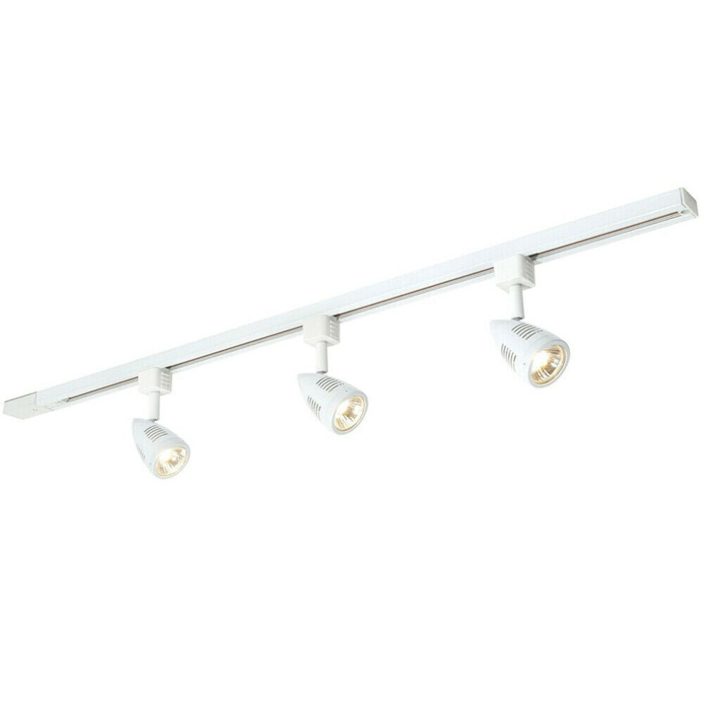 Loops 1M Adjustable Ceiling Track Spotlight Kit Gloss White 3X Gu10 Downlight Rail