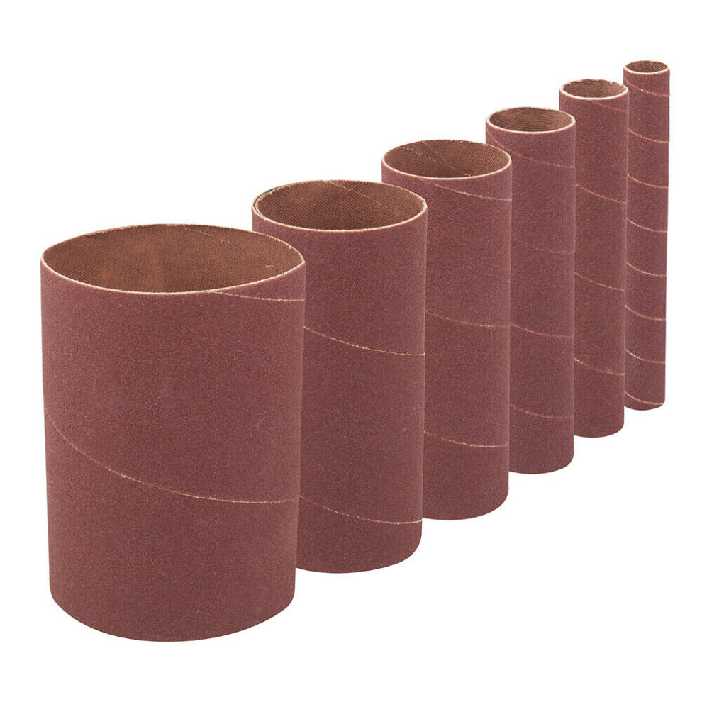 6 PACK 114mm Tall Mixed Size Bobbin Sanding Sleeves 80 Grit Aluminium Oxide