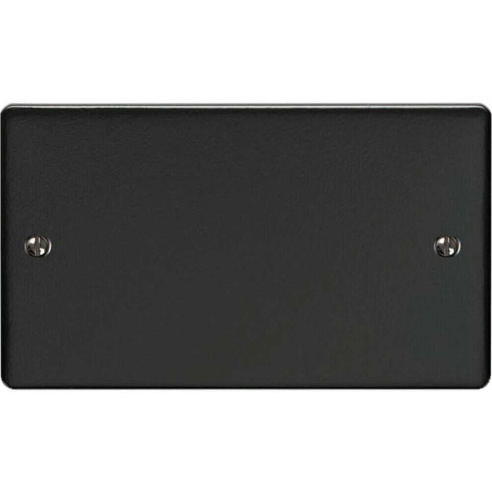 Double MATT BLACK Blanking Chassis Plate Round Edged Wall Box Hole Cover Cap