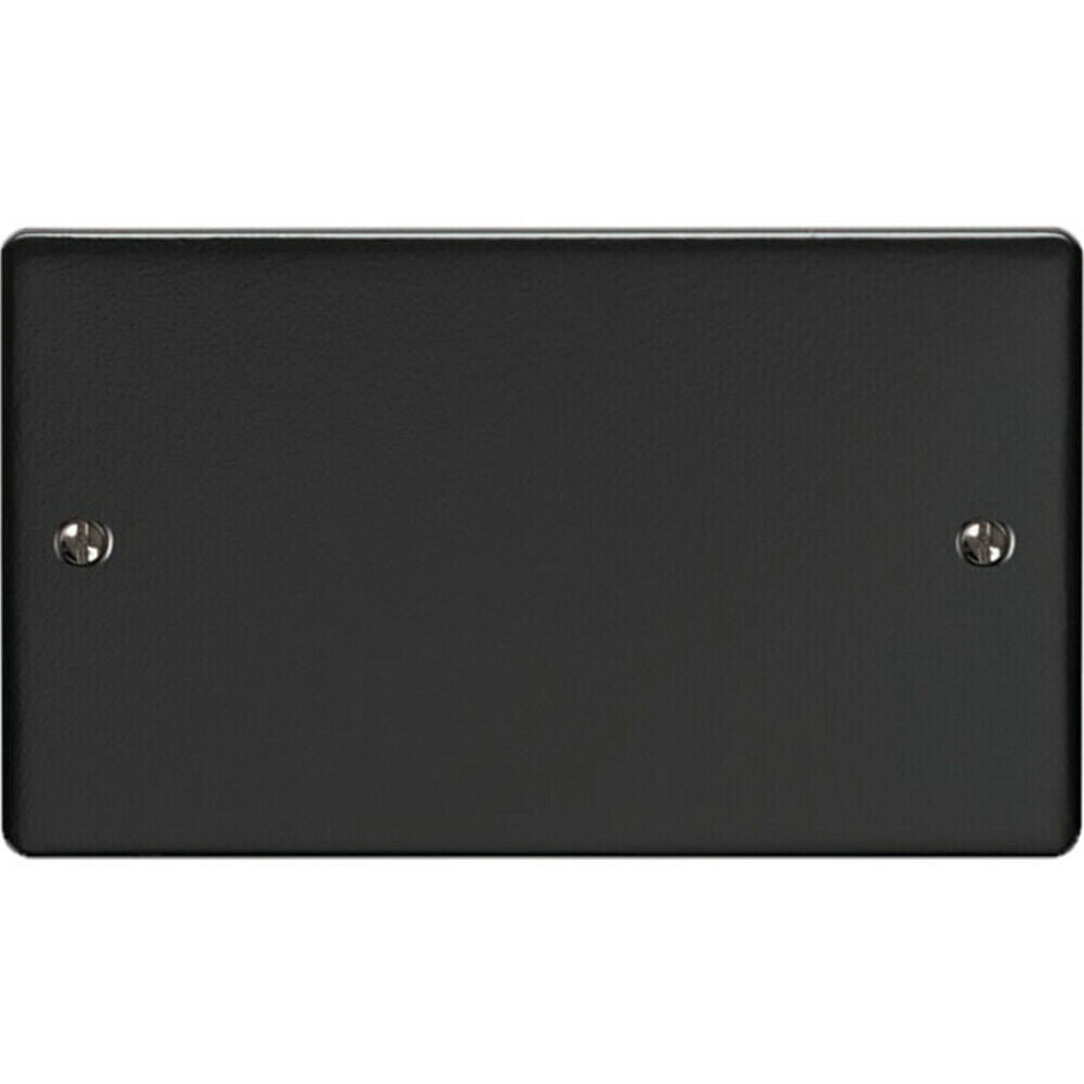 Loops Double Matt Black Blanking Chassis Plate Round Edged Wall Box Hole Cover Cap