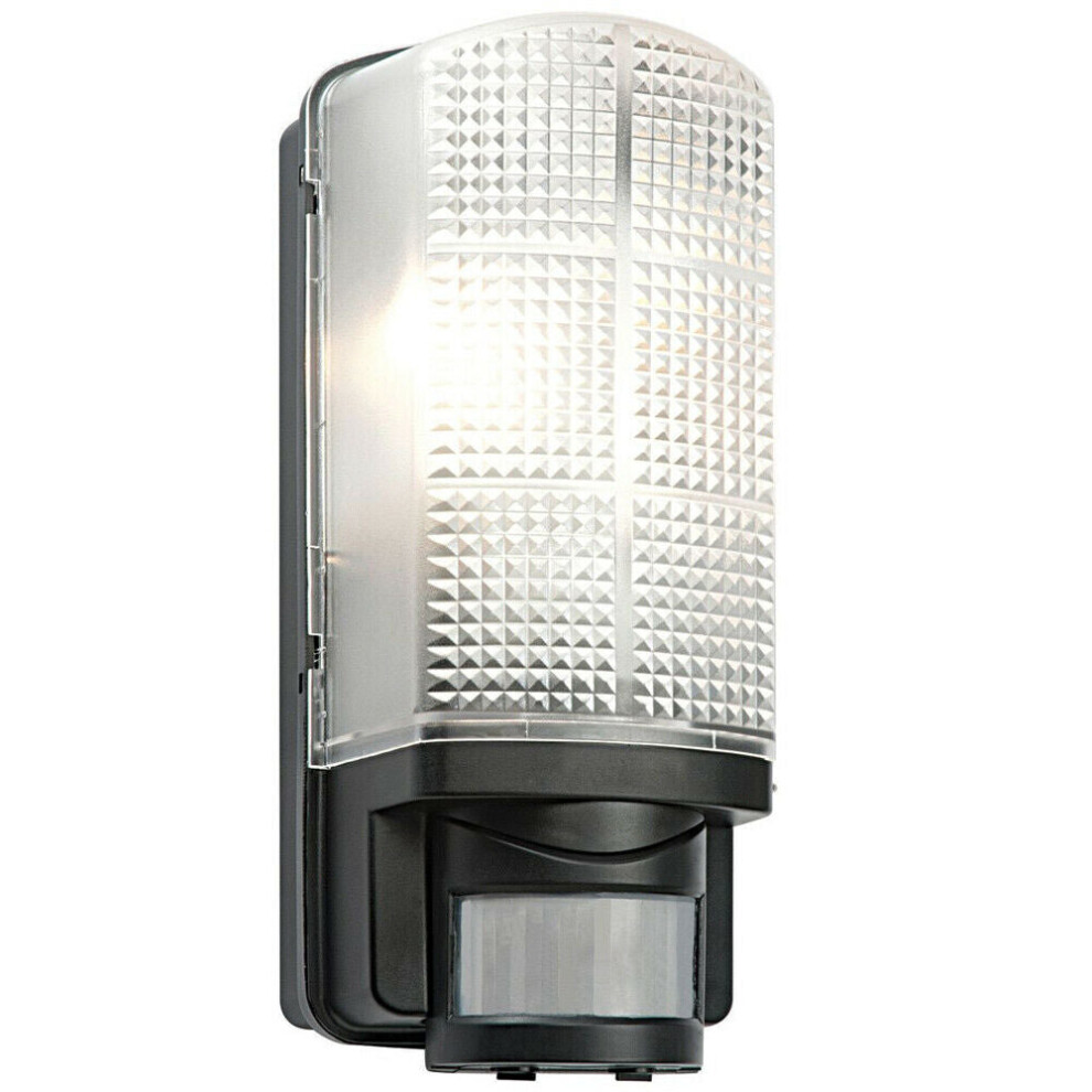 Loops Ip44 Outdoor Wall Bulkhead & 10M Pir Motion Sensor 60W E27 Edison Black/Light