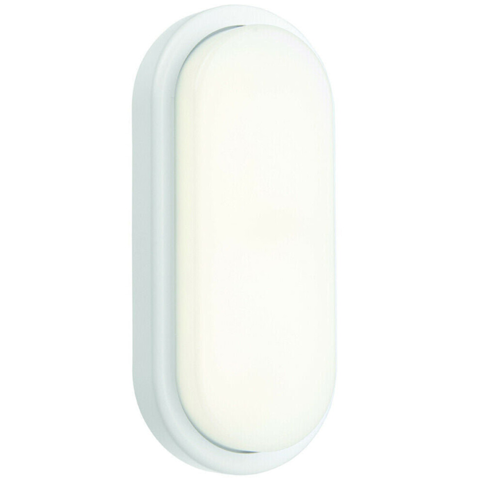 IP54 Outdoor Oval Bulkhead Wall Light Matt White 18W Cool White LED Ceiling Lamp