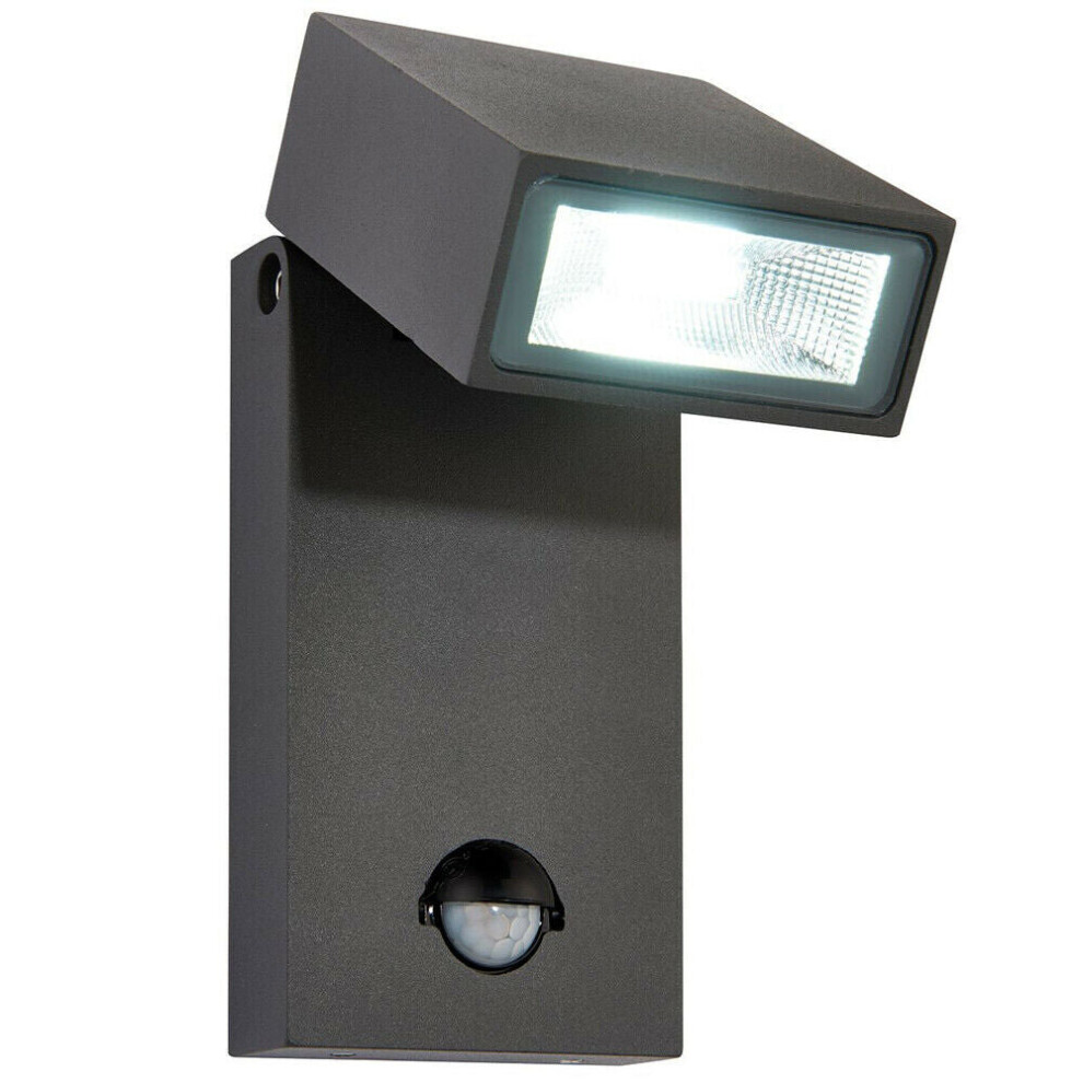 Loops Ip44 Outdoor Spotlight Pir Motion Sensor & Photocell 10W Cool Anthracite/White