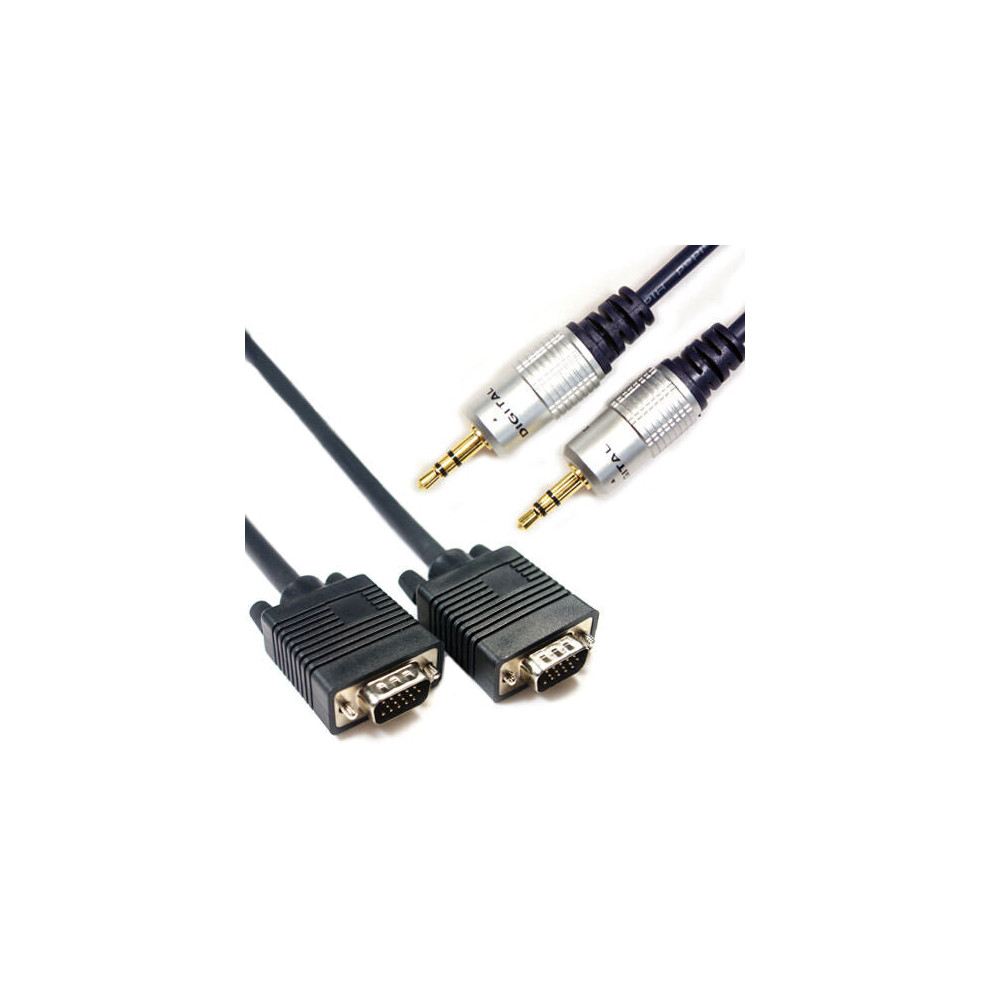 Loops 10M Pc/Laptop To Tv Cable Kit - Vga Svga Male Cable & 3.5Mm Jack Plug Audio Lead