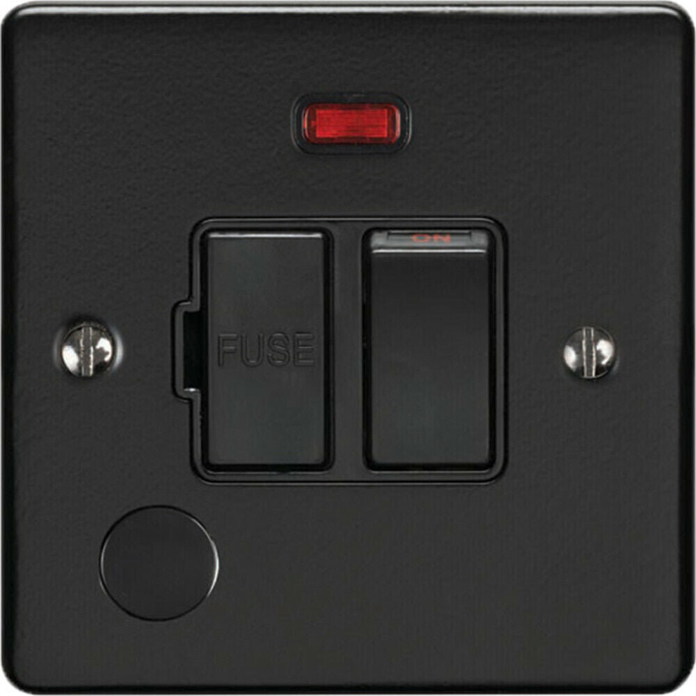 Loops 13A Dp Switched Fuse Spur & Flex Outlet Matt & Mains Isolation Black