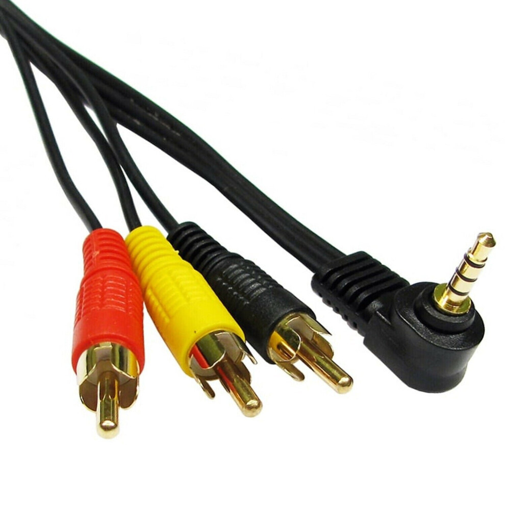 1m 3.5mm 4 Pole Jack Plug to 3 RCA PHONO Male AV Cable Lead Car TV Video Camera