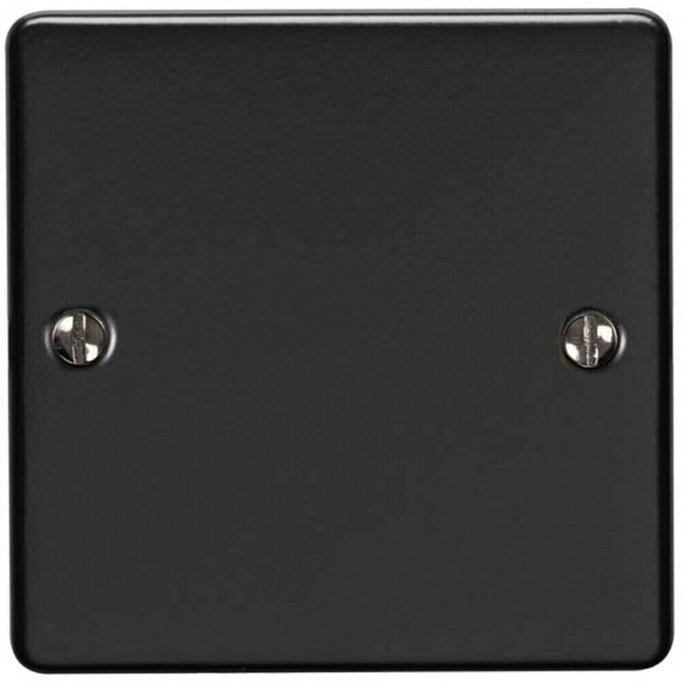 Loops Single Matt Black Blanking Chassis Plate Round Edged Wall Box Hole Cover Cap