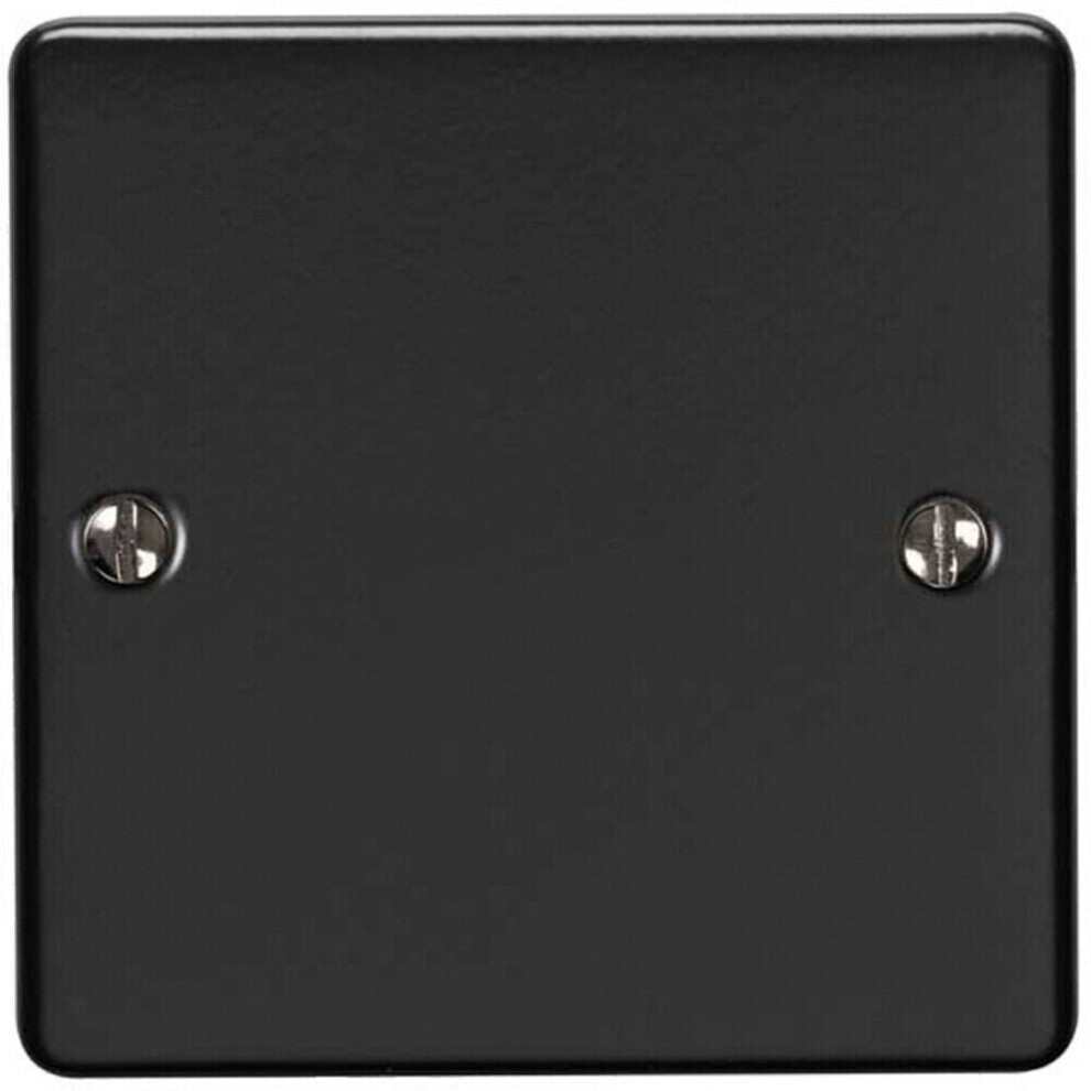 Single MATT BLACK Blanking Chassis Plate Round Edged Wall Box Hole Cover Cap