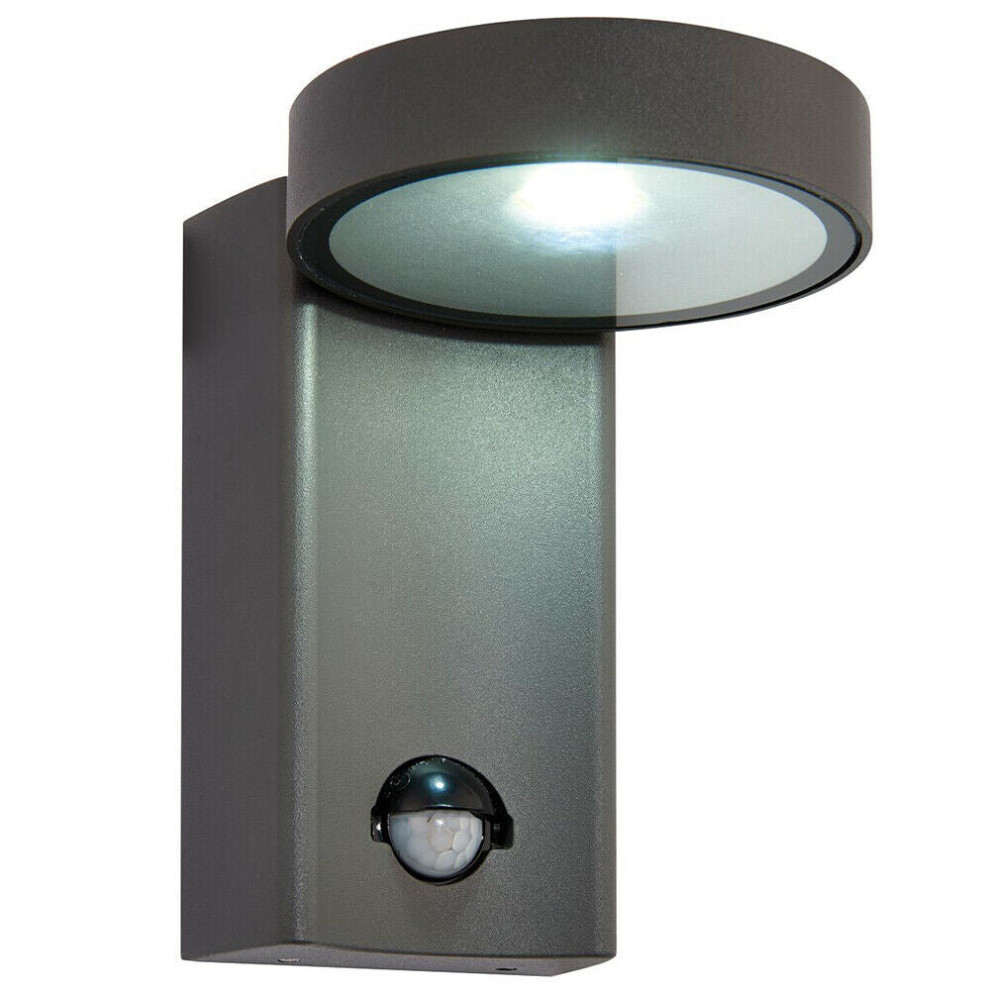 IP44 Outdoor Anthracite Wall Light PIR Motion Sensor & Photocell 10W Cool White