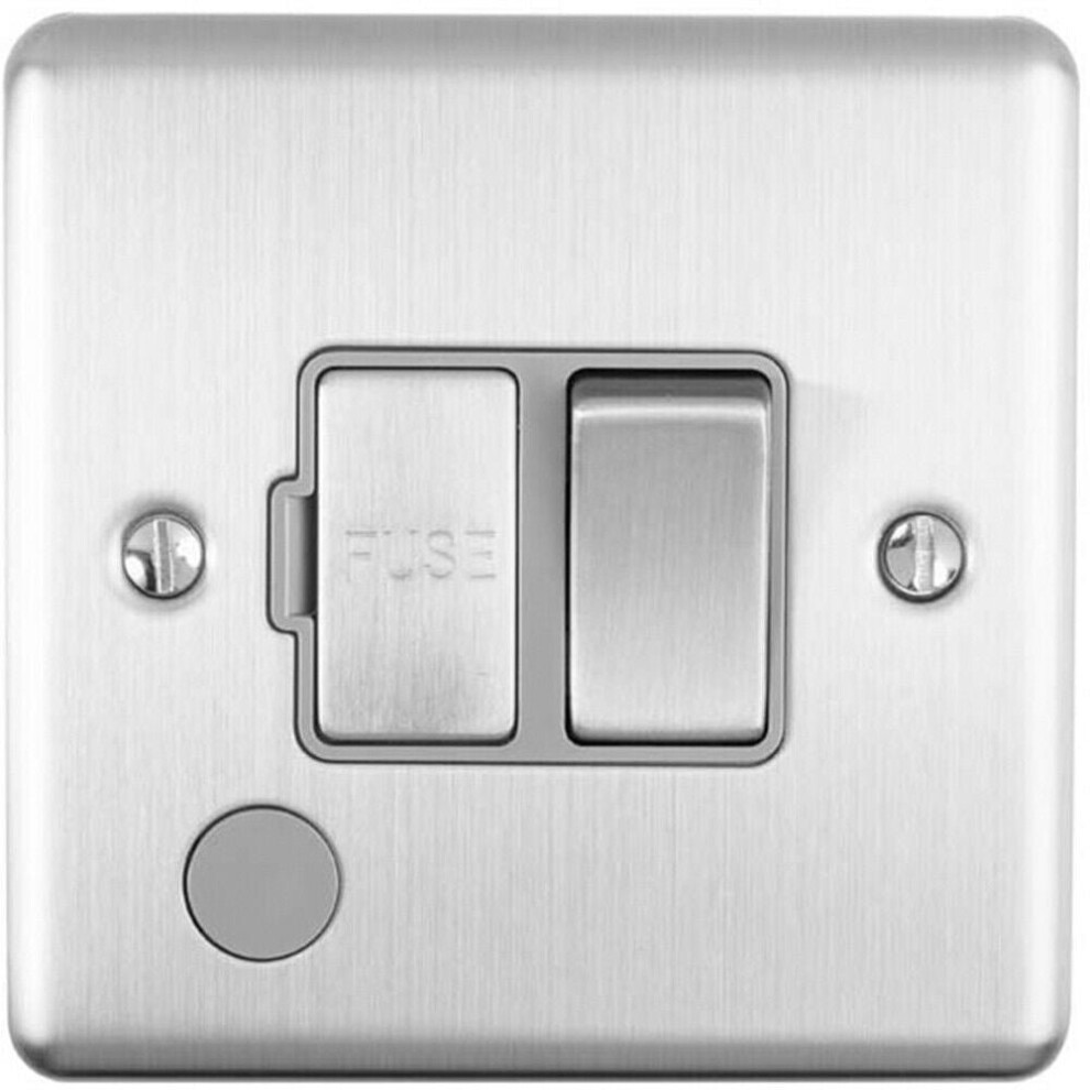Loops 13A Dp Switched Fuse Spur & Flex Outlet Satin Steel & Mains Isolation Grey