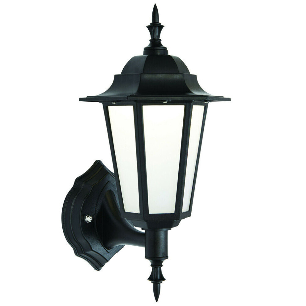 IP44 Outdoor Wall Light Traditional Lantern Black Rust Proof 7W Cool White LED