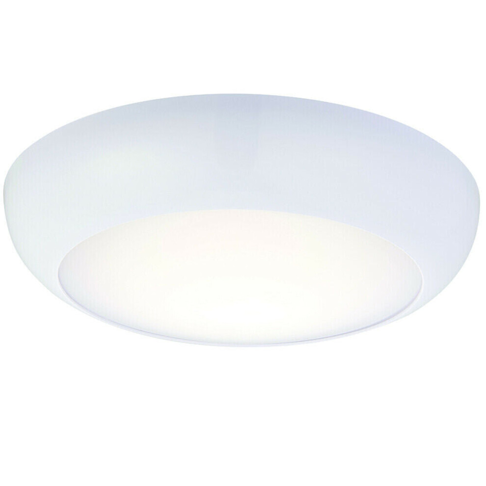 Loops Round Led Bulkhead Ceiling 12W Cool Ip65 Gloss Bathroom Lamp Light/White