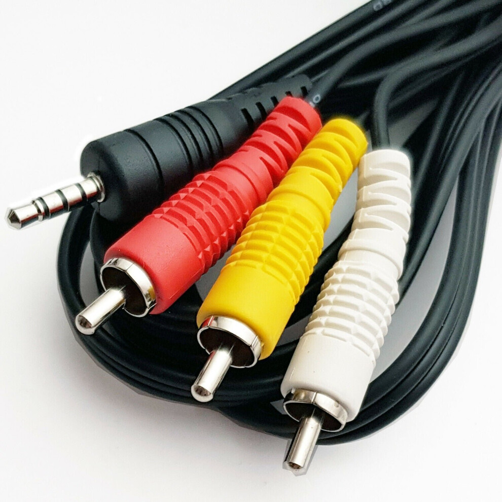 5m 3.5mm 4 Pole Jack Plug to 3 RCA PHONO Male AV Cable Lead Car TV Video Camera