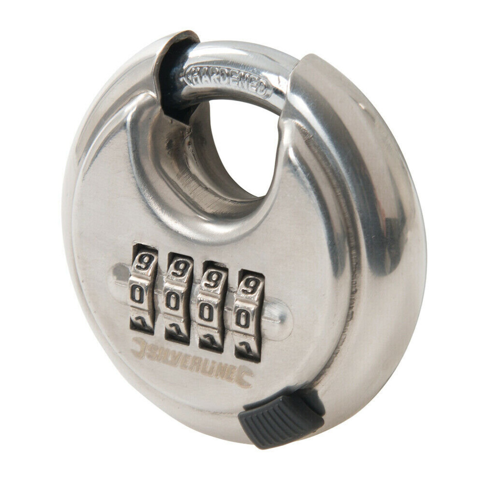 70mm 4 Digit Combination DISC Padlock Hardened Steel 9.5mm Shackle Security Lock