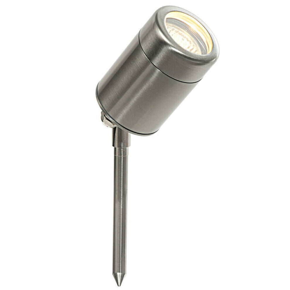 Loops Ip65 Outdoor Ground Spike Lamp Wall & Sign Gu10 Brushed Steel & Glass Light
