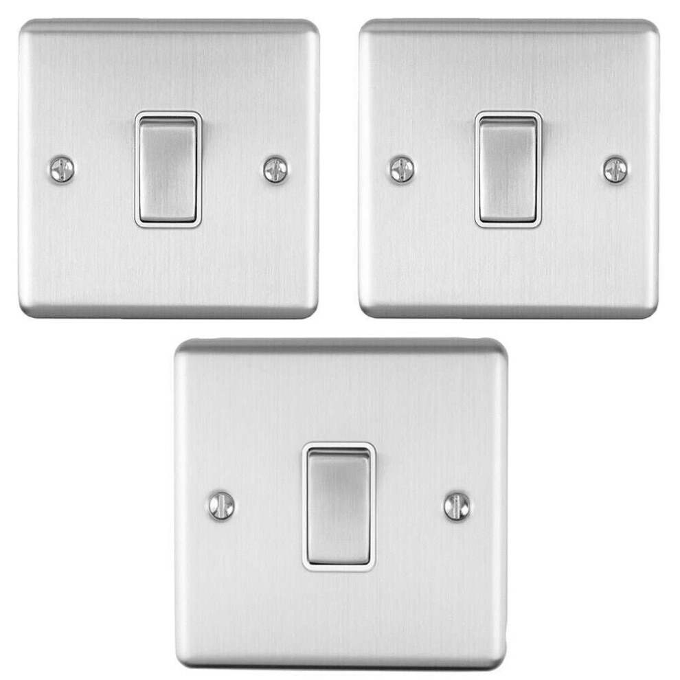 Loops Light Switch Pack - 1X Intermediate & 2X Single - Satin Steel / Grey 2 Way 10A