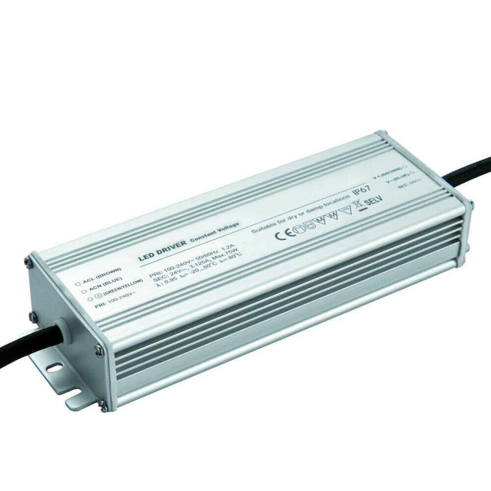 Loops Ip67 Outdoor 24V Dc 75W Led Driver / Transformer Low Voltage Power Converter