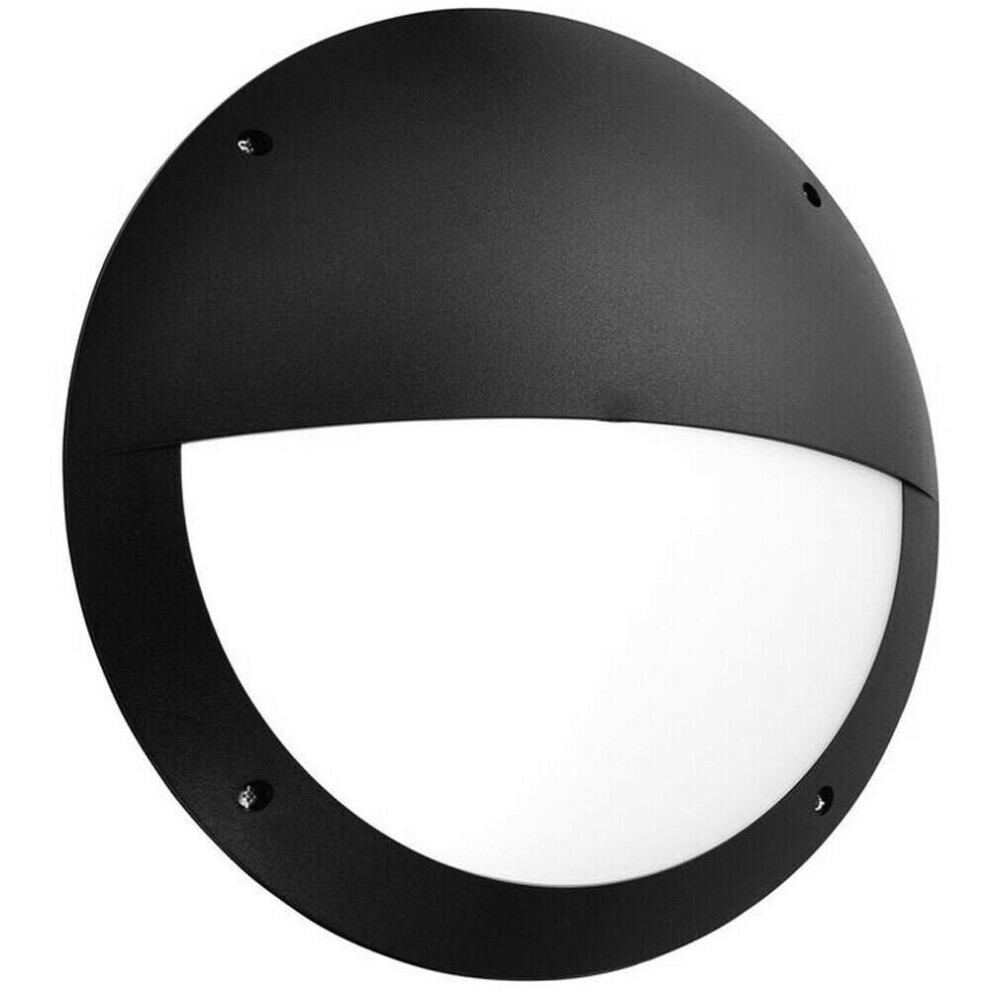 Loops Ip65 Outdoor Bulkhead Lamp & Microwave Sensor Matt Eyelid 12W Daylight Led Black