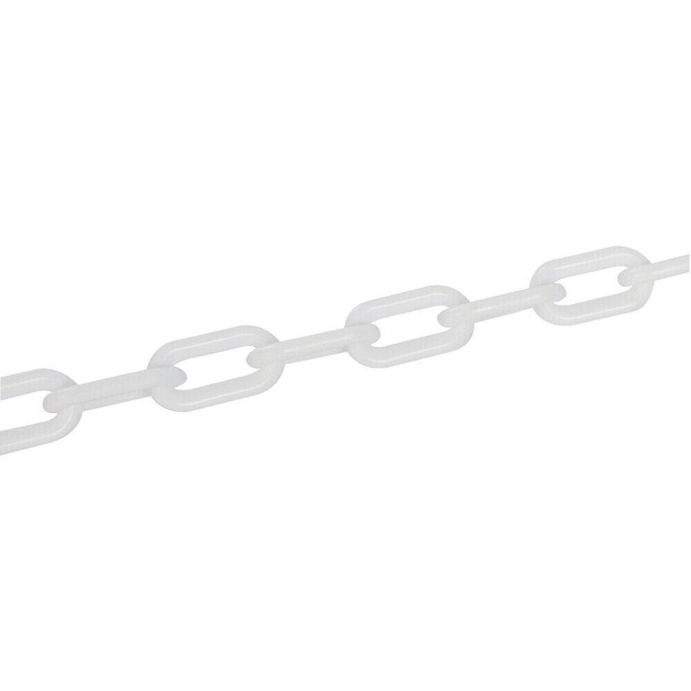 5m x 6mm White Plastic Link Chain Outdoor Rated Gate Lock Lightweight Divider