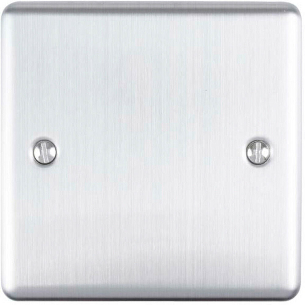 Loops Single Satin Steel Blanking Chassis Plate Round Edged Wall Box Hole Cover Cap