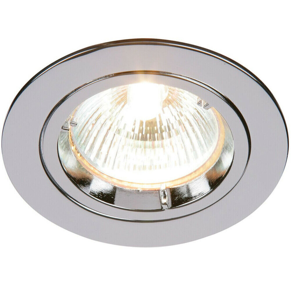 Fixed Round Recess Ceiling Down Light Chrome 80mm Flush GU10 Lamp Holder Fitting