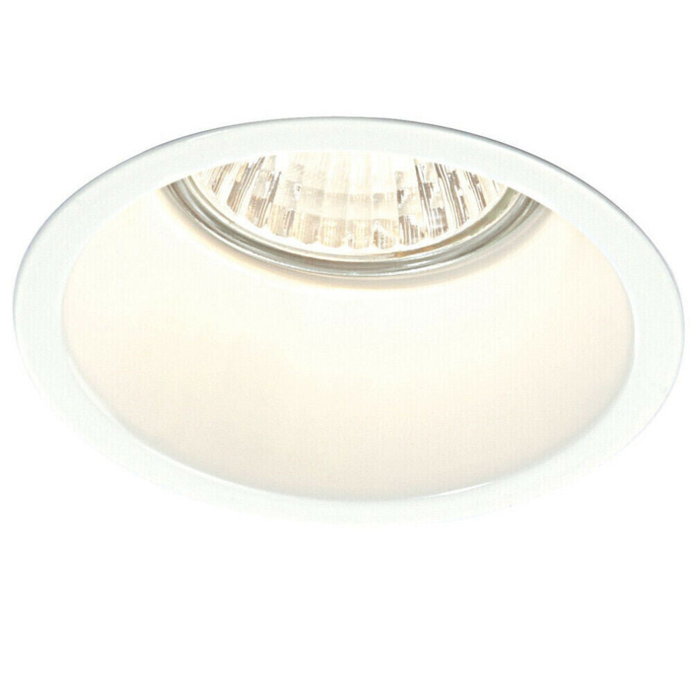 Fixed Round Recess Ceiling Down Light Gloss White Sunken Flush GU10 Lamp Holder