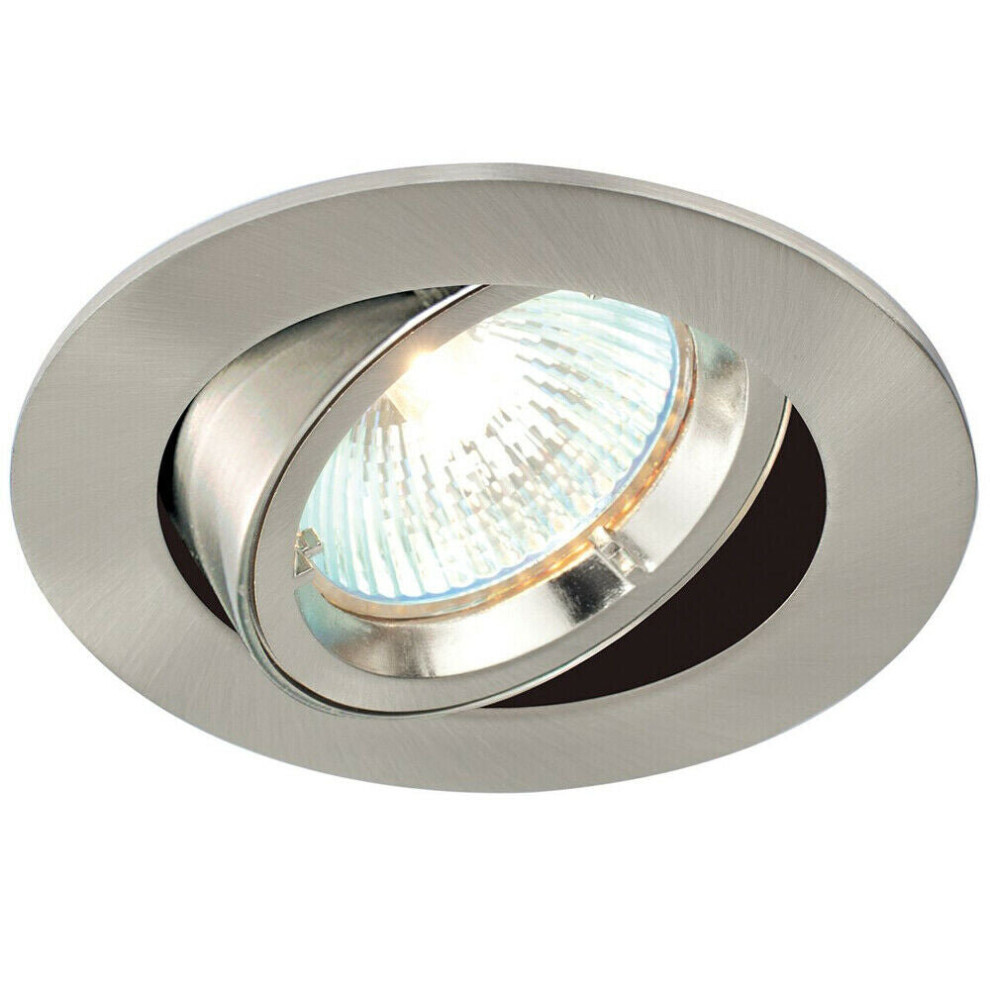 TILTING Round Recess Ceiling Down Light Satin Nickel 95mm Flush GU10 Fitting