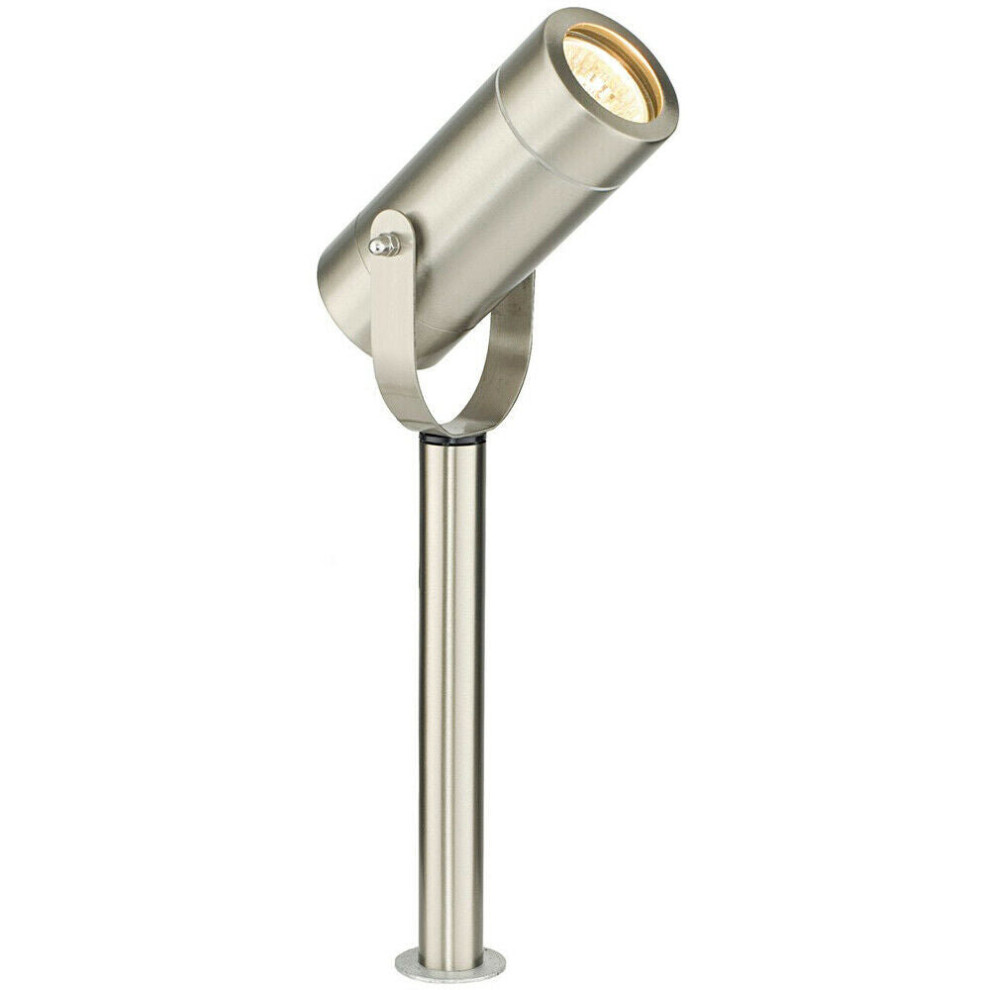 Loops 310Mm Outdoor Ground Spike Lamp Wall & Sign Gu10 Brushed Steel & Glass Light