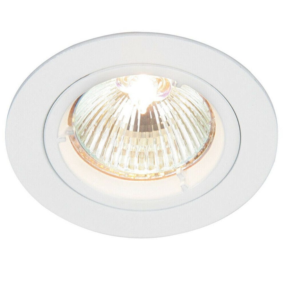 Fixed Round Recess Ceiling Down Light Gloss White 80mm Flush GU10 Lamp Fitting