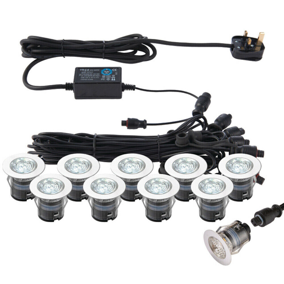 Loops Ip67 Outdoor Decking Plinth Lights 10X 35Mm Colour Changing Daylight Lamp Blue