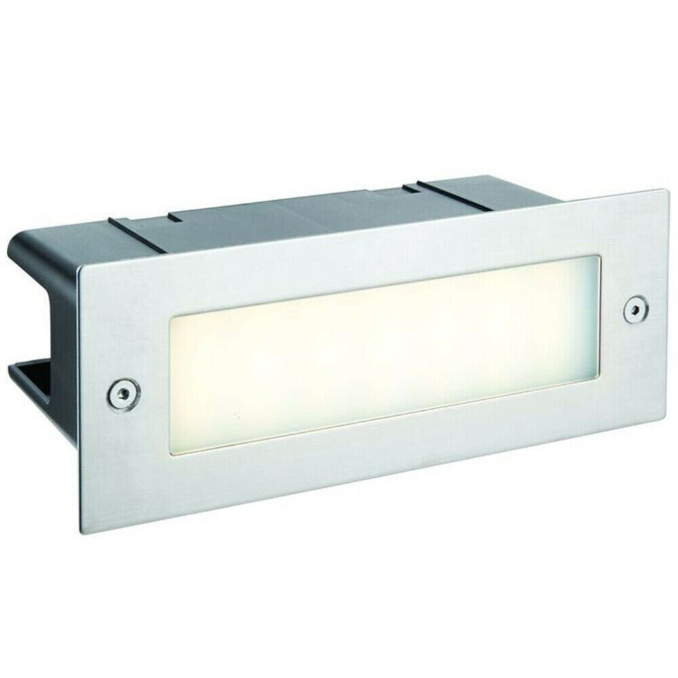Loops Ip44 Led Full Brick Stainless Steel & Plain Frosted Glass 3.5W Cool Light/White