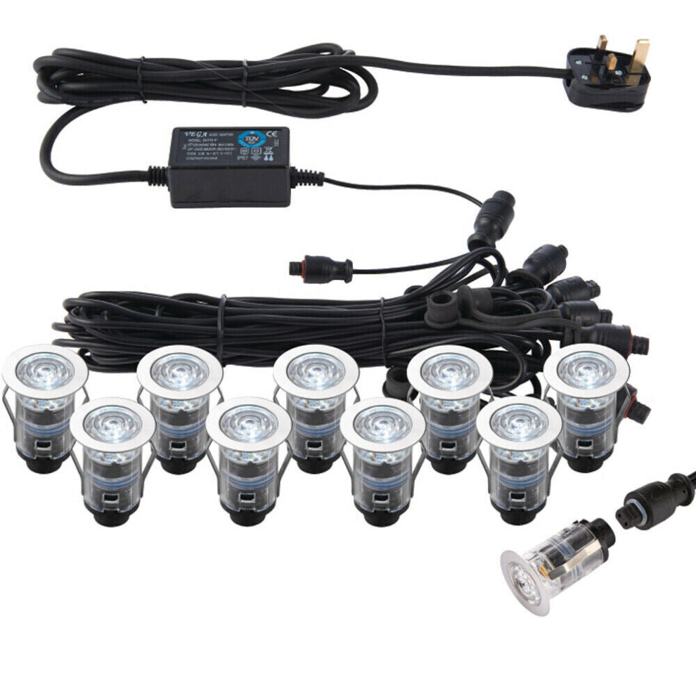 Loops Ip67 Outdoor Decking Plinth Lights 10X 25Mm Colour Changing Daylight Lamp Blue