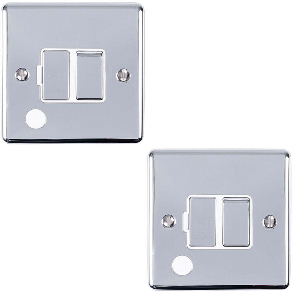 Loops 2 Pack 13A Dp Switched Fuse Spur & Flex Outlet Chrome & White Isolation