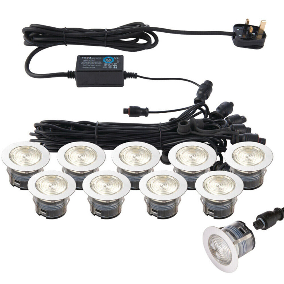 Loops Ip67 Decking Plinth Kit 10X 45Mm Colour Changing Lamps Outdoor Rated Light/White