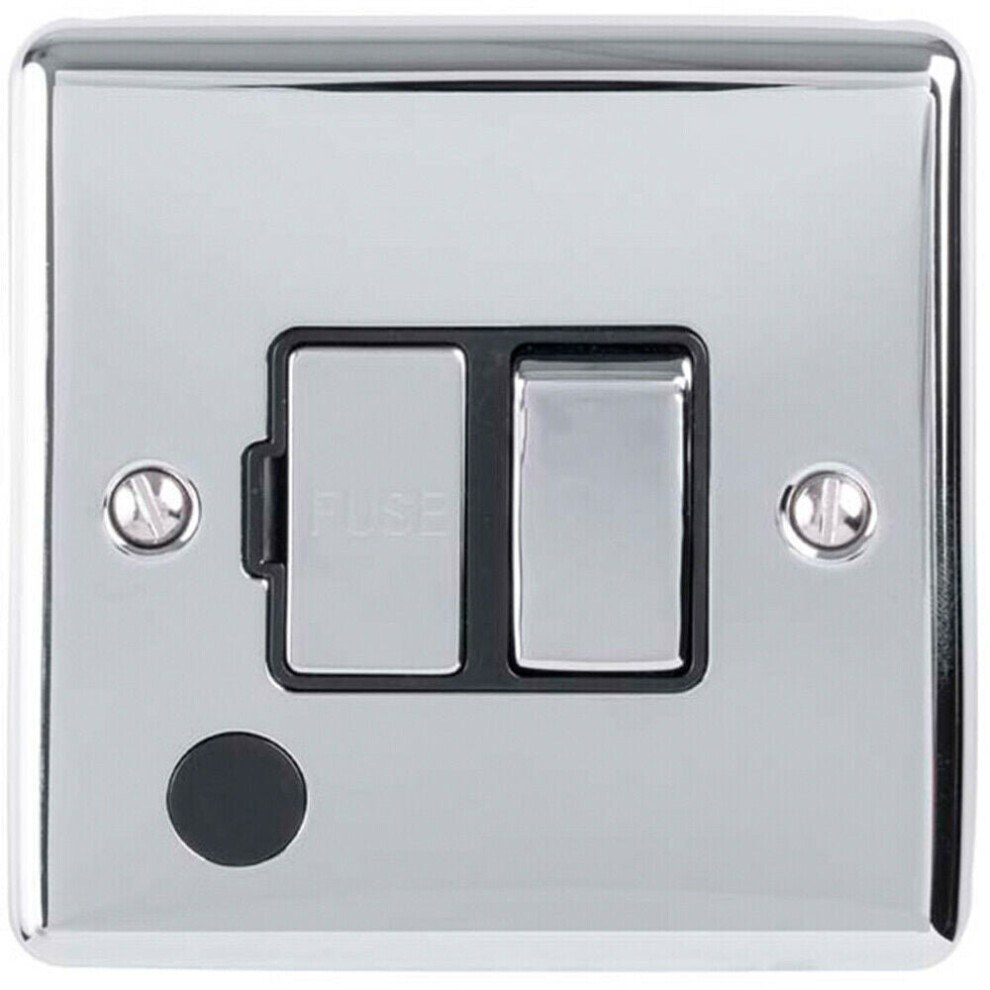 Loops 13A Dp Switched Fuse Spur & Flex Outlet Chrome & Mains Isolation Black