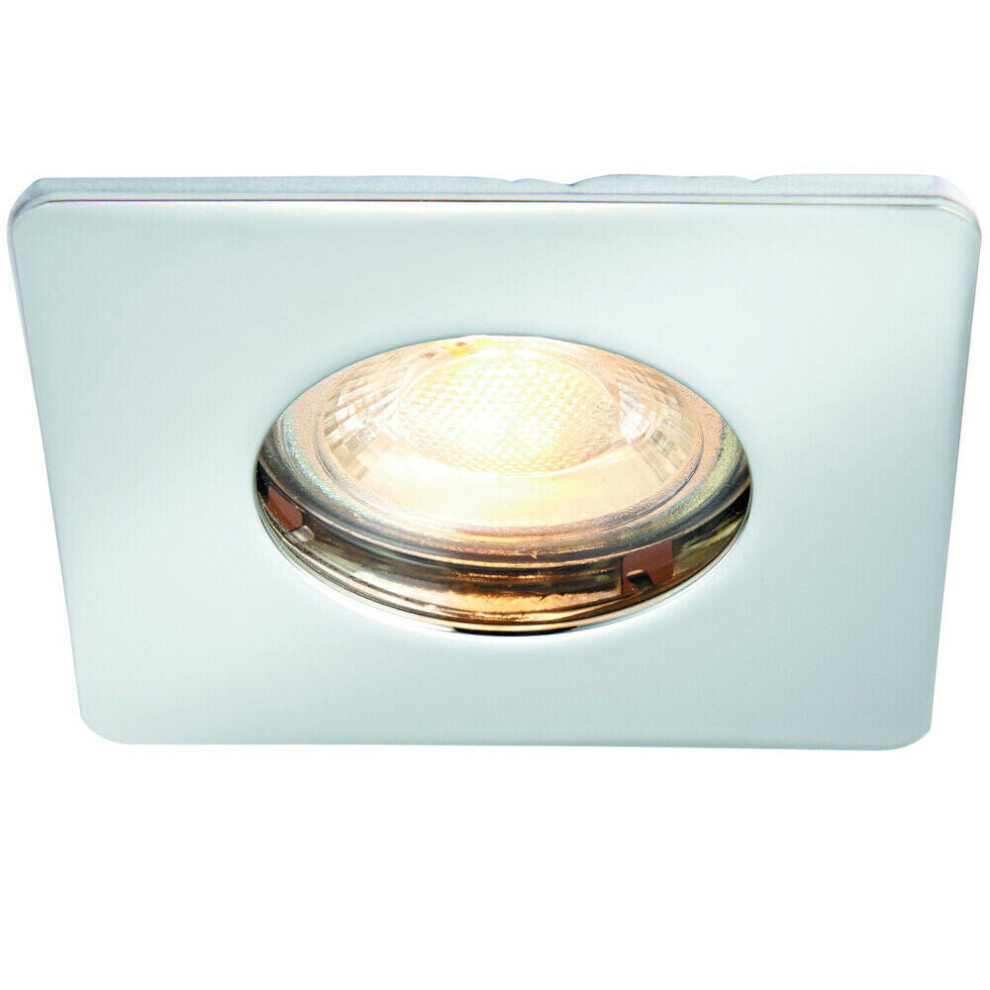 Loops Ip65 Bathroom Slim Square Ceiling Downlight Brushed Chrome Recessed Gu10 Lamp