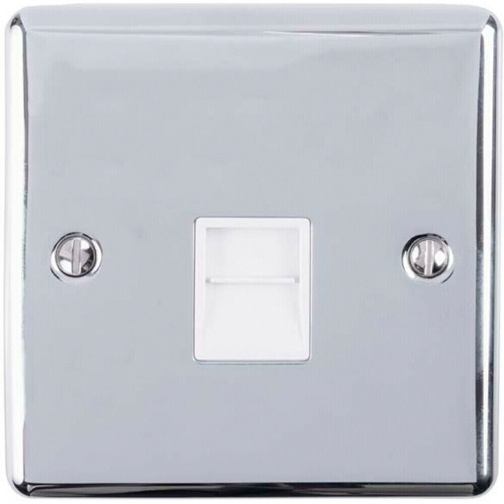 Bt Telephone Slave Extension Socket Chrome & White Secondary Wall Plate 5056524220689
