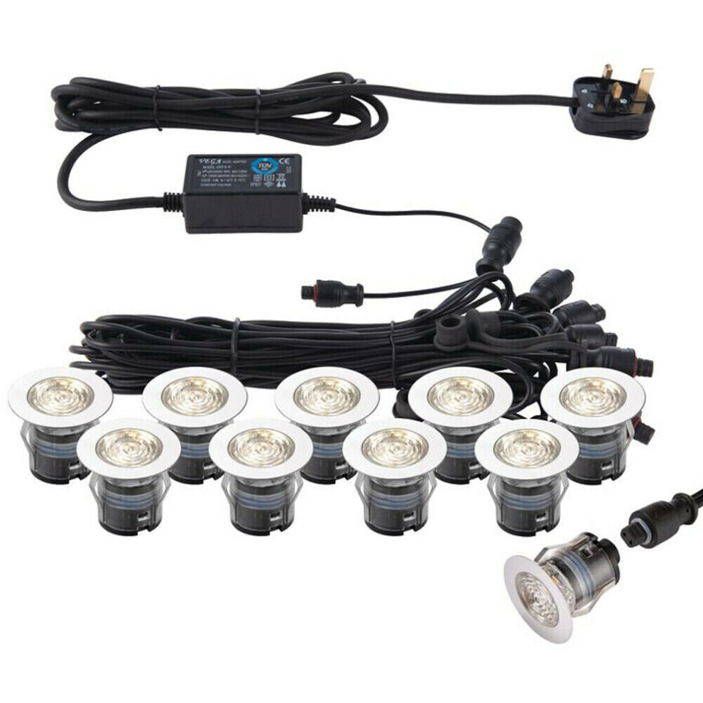 Loops Ip67 Decking Plinth Kit 10X 35Mm Colour Changing Lamps Outdoor Rated Light/White