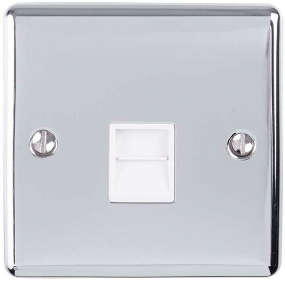 Loops Bt Master Single Telephone Socket Chrome & Pstn Line Wall Face Plate White