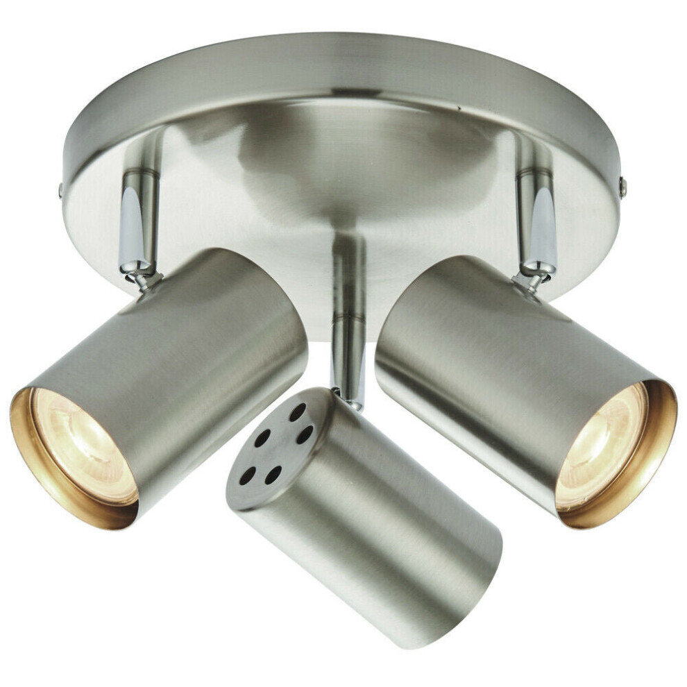 Loops 3X Adjustable Head Ceiling Spotlight Satin Chrome Round Gu10 Kitchen Downlight