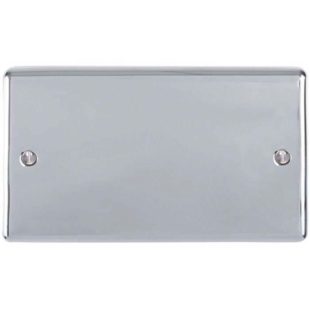 Double CHROME Blanking Chassis Plate Round Edged Wall Box Hole Cover Cap