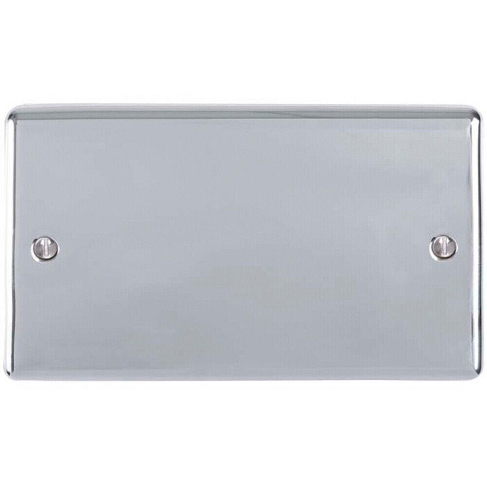 Loops Double Chrome Blanking Chassis Plate Round Edged Wall Box Hole Cover Cap