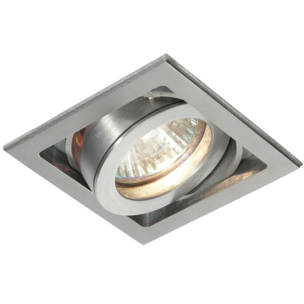 Single Square Adjustable Head Ceiling Spotlight Aluminium GU10 50W Box Downlight