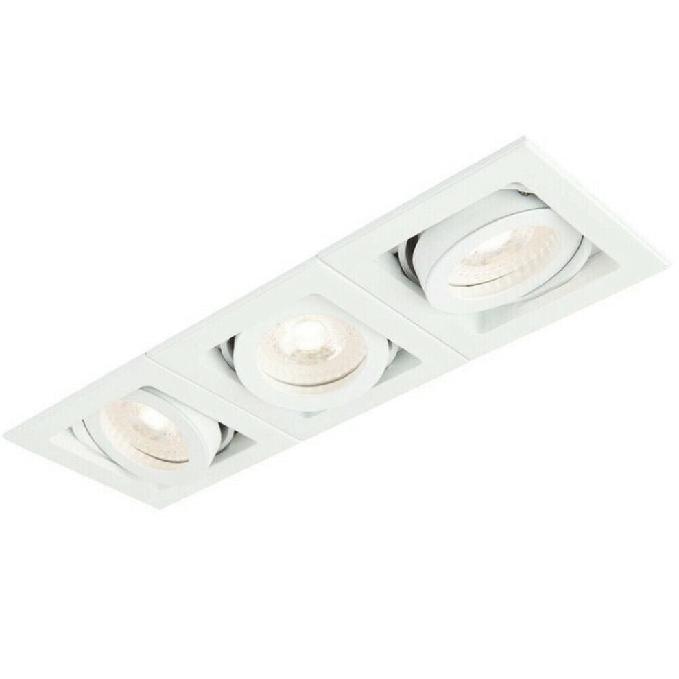 Loops White Triple Square Adjustable Head Ceiling Spotlight Gu10 50W Box Downlight