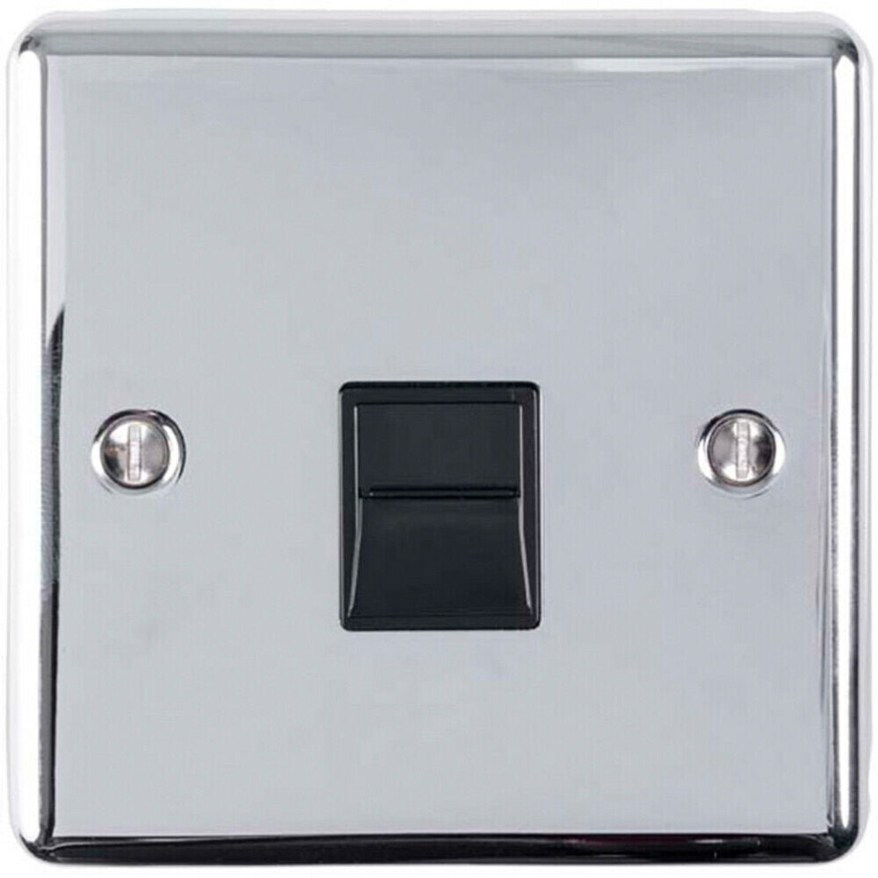 Loops Bt Telephone Slave Extension Socket Chrome & Secondary Wall Plate Black