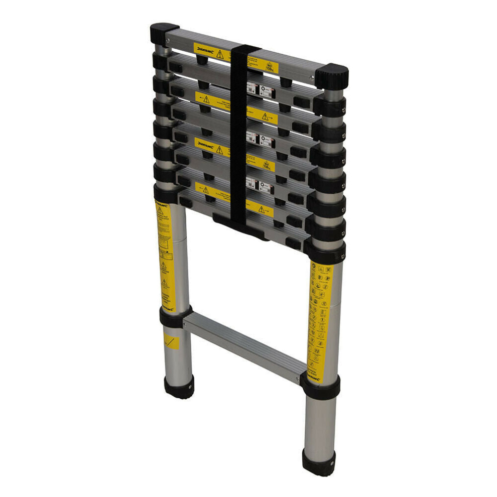 2.6m Telescopic Lightweight Ladder 9 Rung Step / Loft Ladders Compact Storage