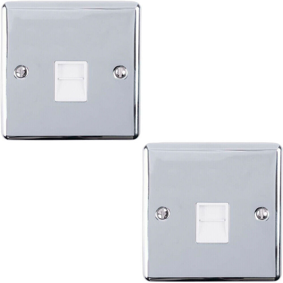 Loops 2 Pack Bt Telephone Slave Extension Socket Chrome & Secondary Plate White